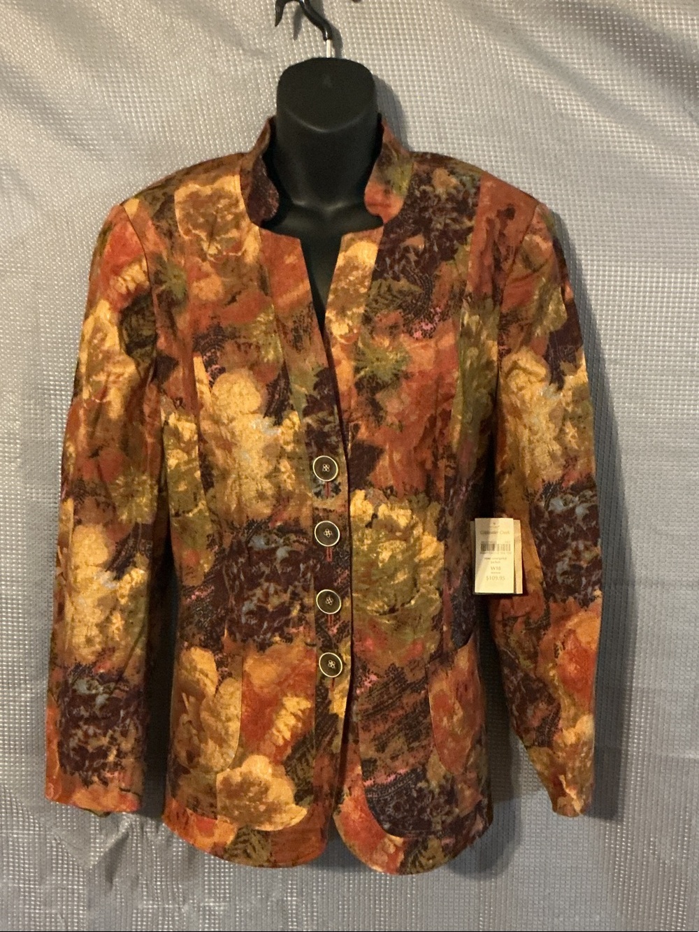Coldwater Creek Multicolor Floral Patchwork Blazer - Rust, Gold & Green Tones
